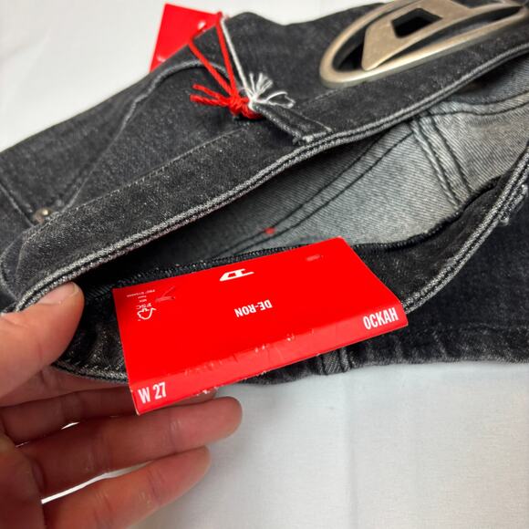 NWT Diesel De Ron Low Rise Cut Out Logo Denim Mini Skirt Women's 27 Y2K Grunge - Picture 4 of 11